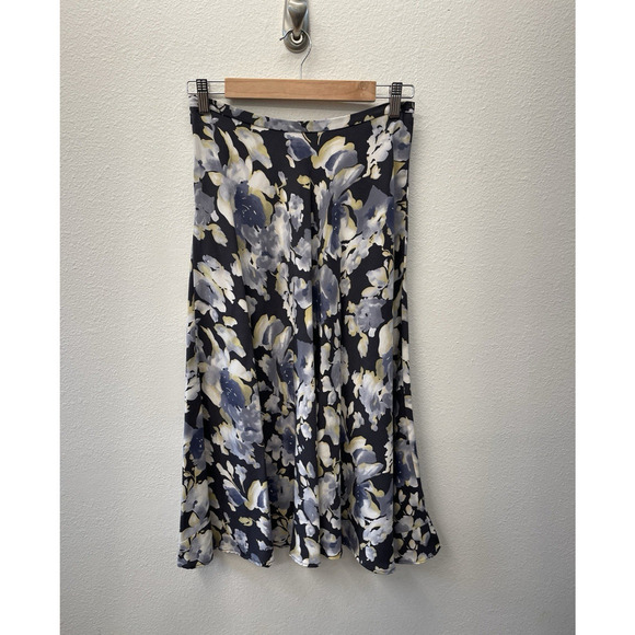 Jones New York Silk Maxi Skirt Womens Size 6 petite Fairy Grunge Blue Floral - Picture 2 of 6